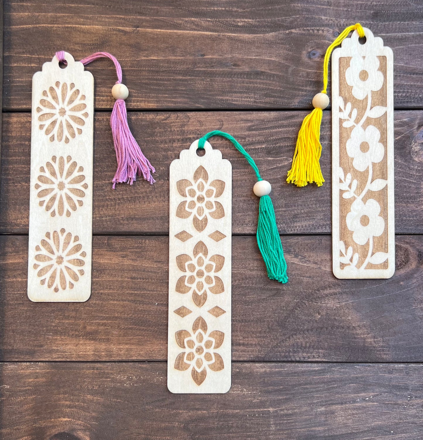 Floral laser engraved wooden bookmarks - A perfect gift for book lovers!