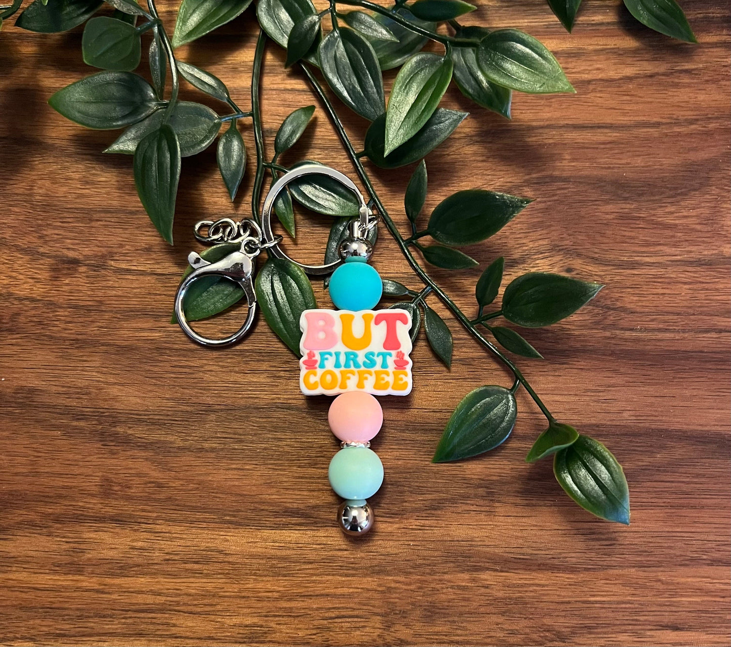 Coffee lover's essential - Silicone beaded keychainkey